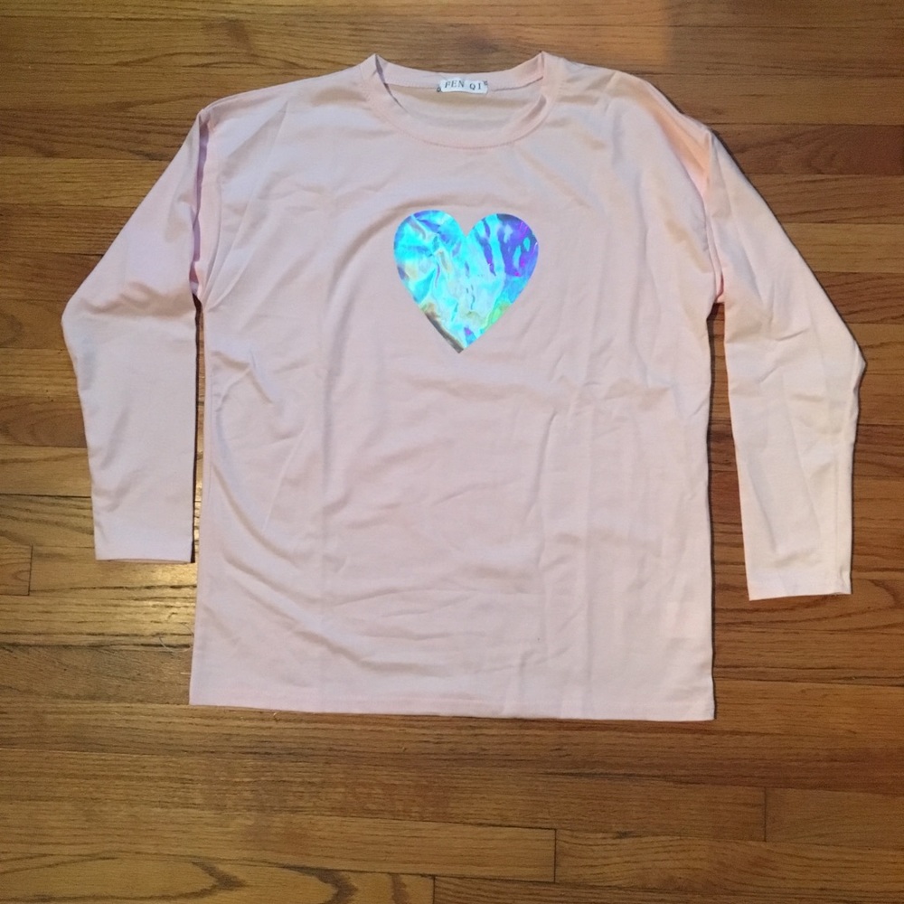Holographic pastel pink long sleeve